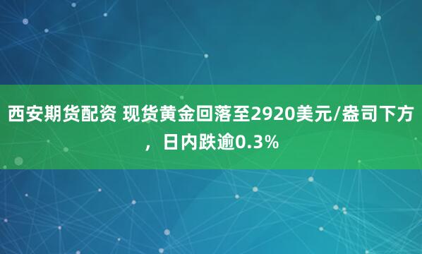 西安期货配资 现货黄金回落至2920美元/盎司下方，日内跌逾0.3%