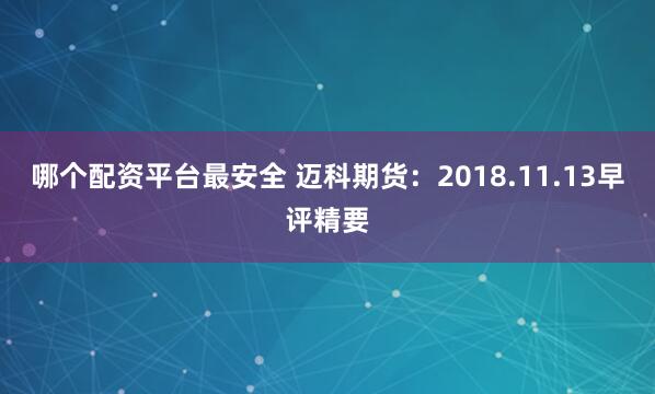 哪个配资平台最安全 迈科期货：2018.11.13早评精要